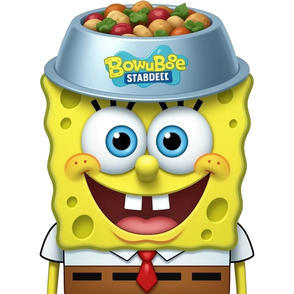 SpongeBob having Gary’s food bowl on his head emoji