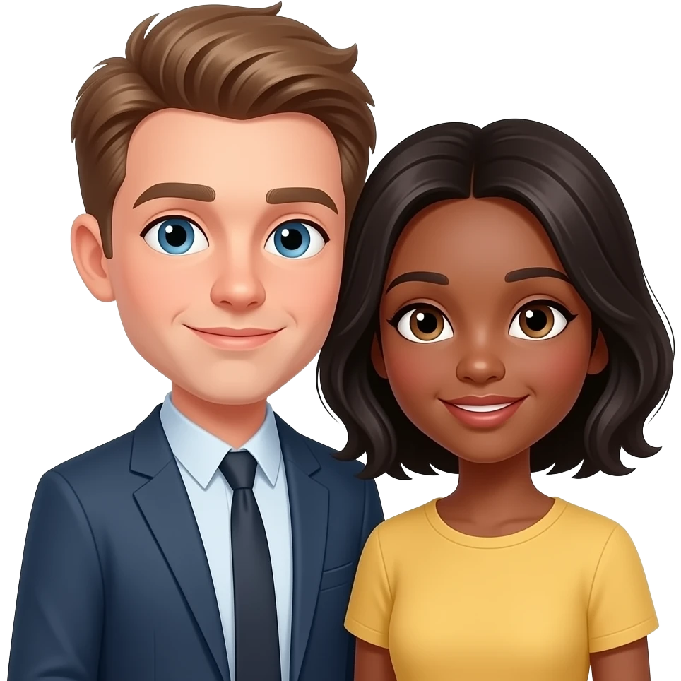 White guy and black girl in love emoji