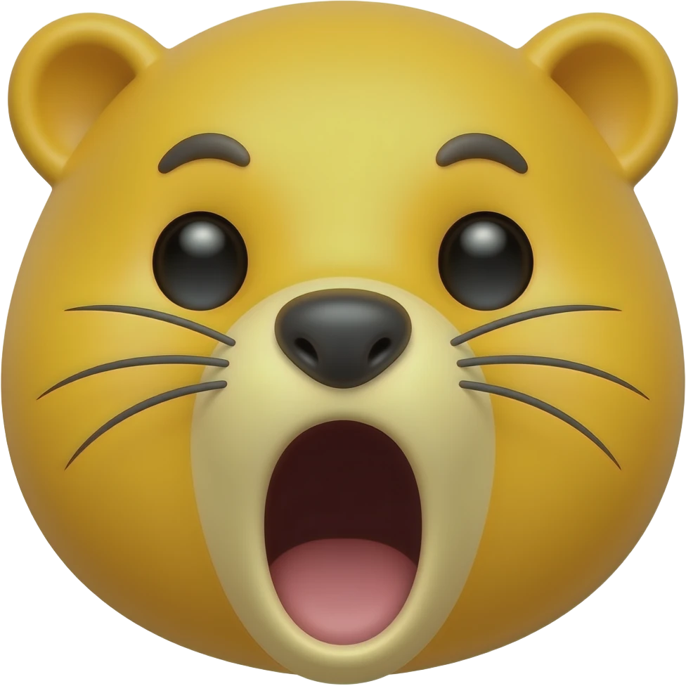 Kawaii style round yellow glossy yawning emoji