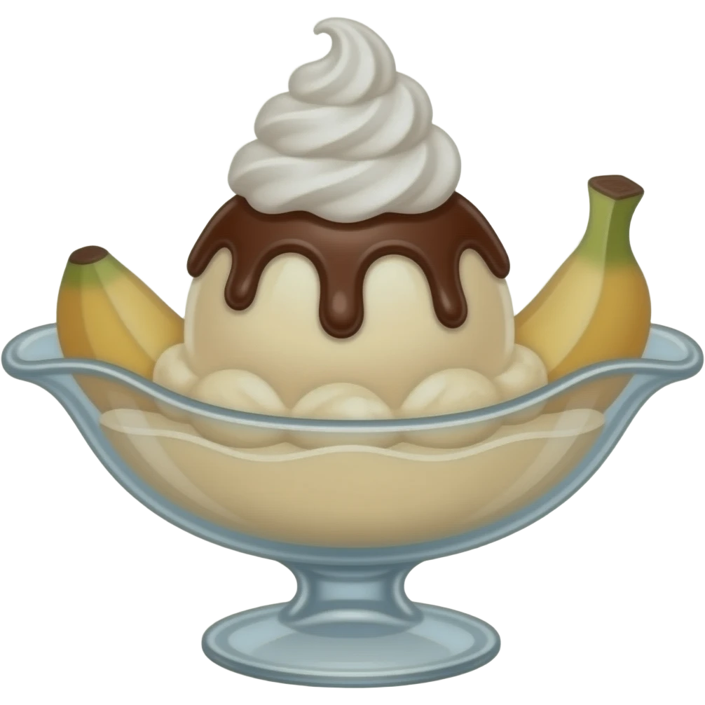 realistic -- pudding a la mode in banana split dish emoji
