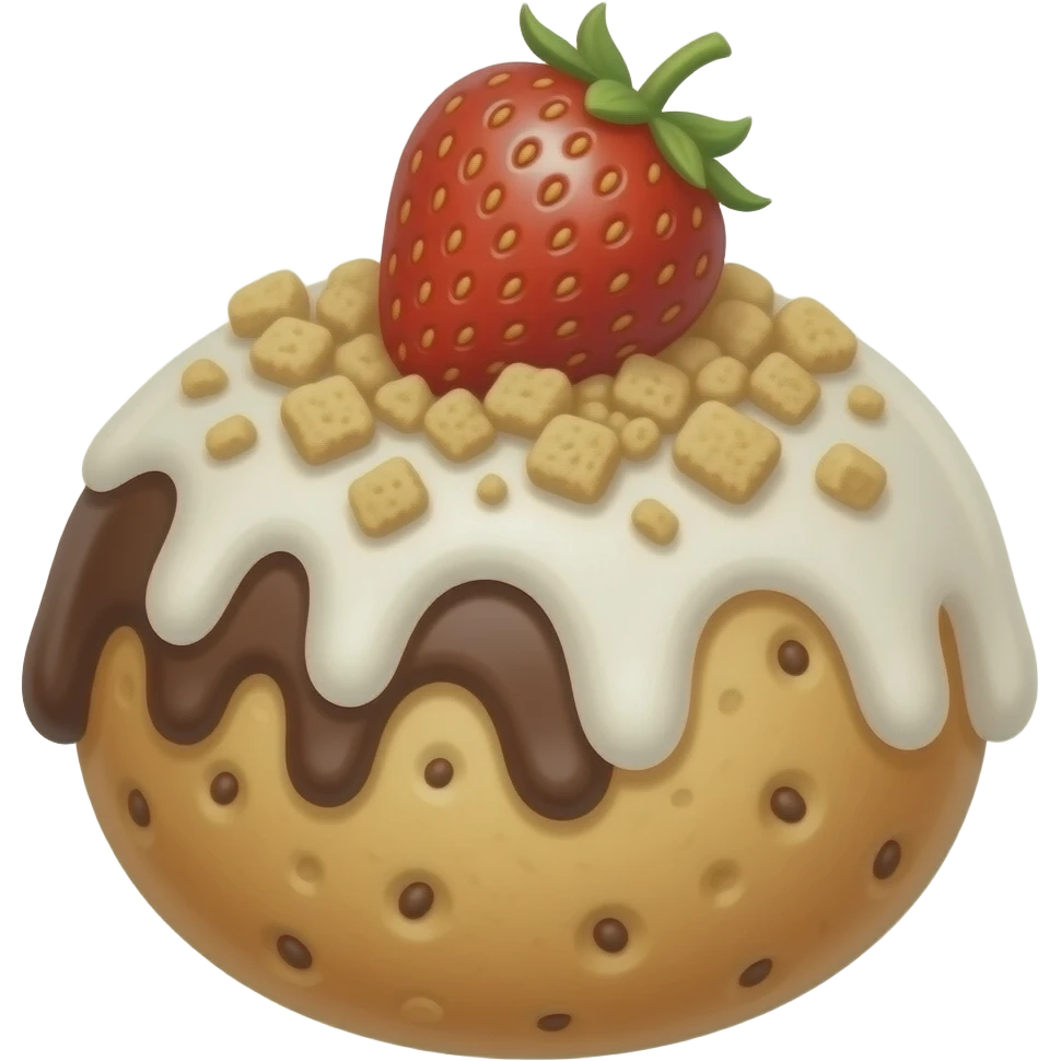 biscuit balls with strawberry/chocolate/vanilla topping + crumbs topping emoji