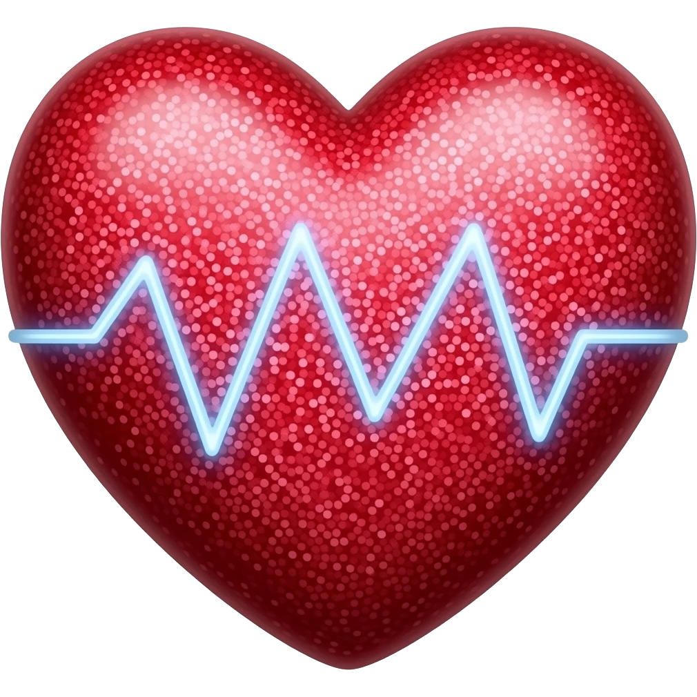 heart with glitter, pink and blue, red a pulsating heart emoji