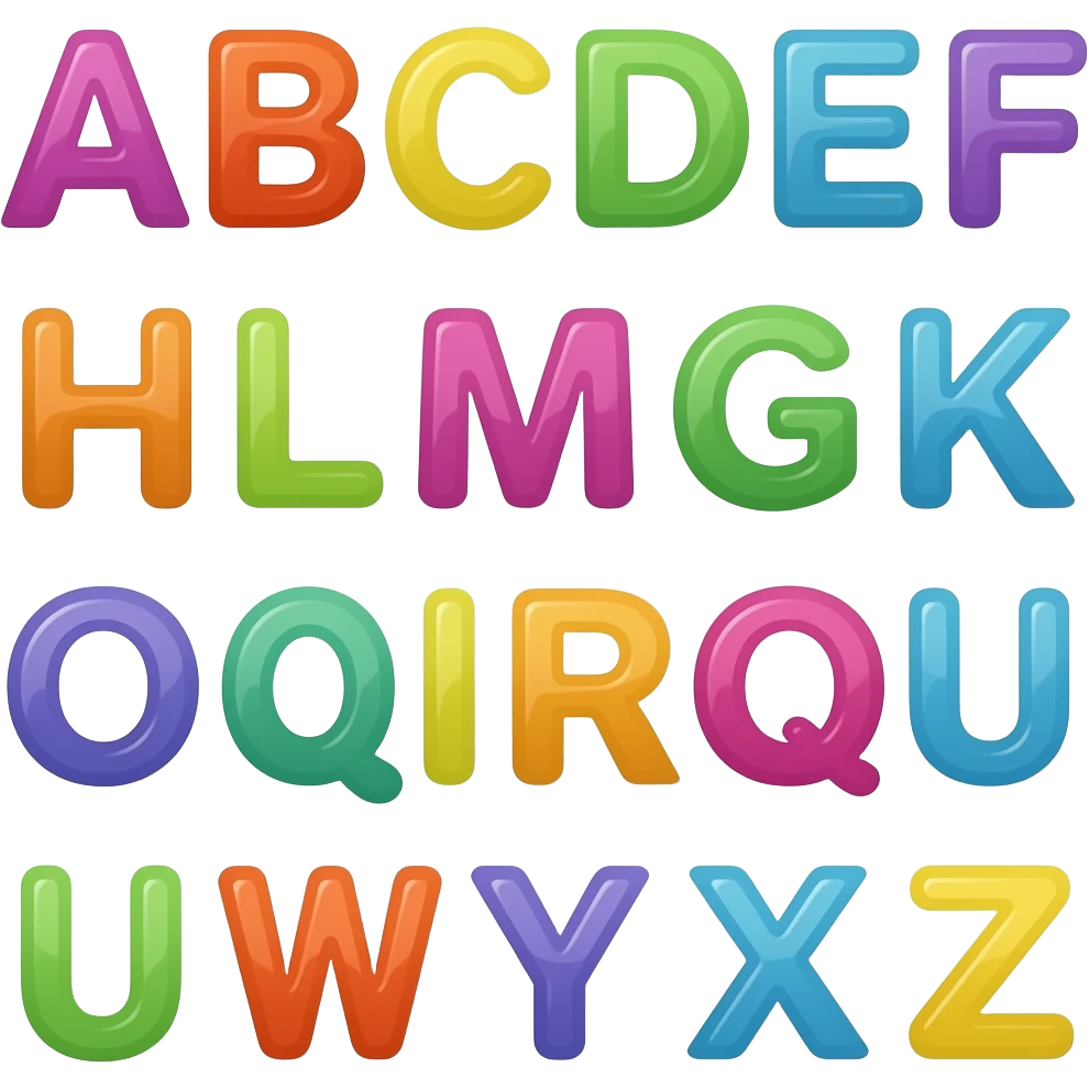 multi color beautiful alphabet emoji