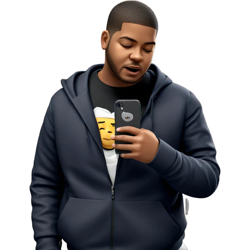 boy with closed eyes and phone emoji