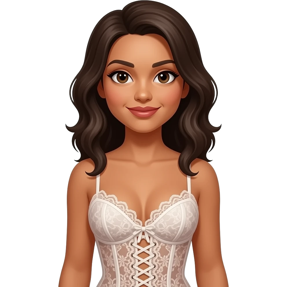 brazil woman wearing laced croset, closeup emoji