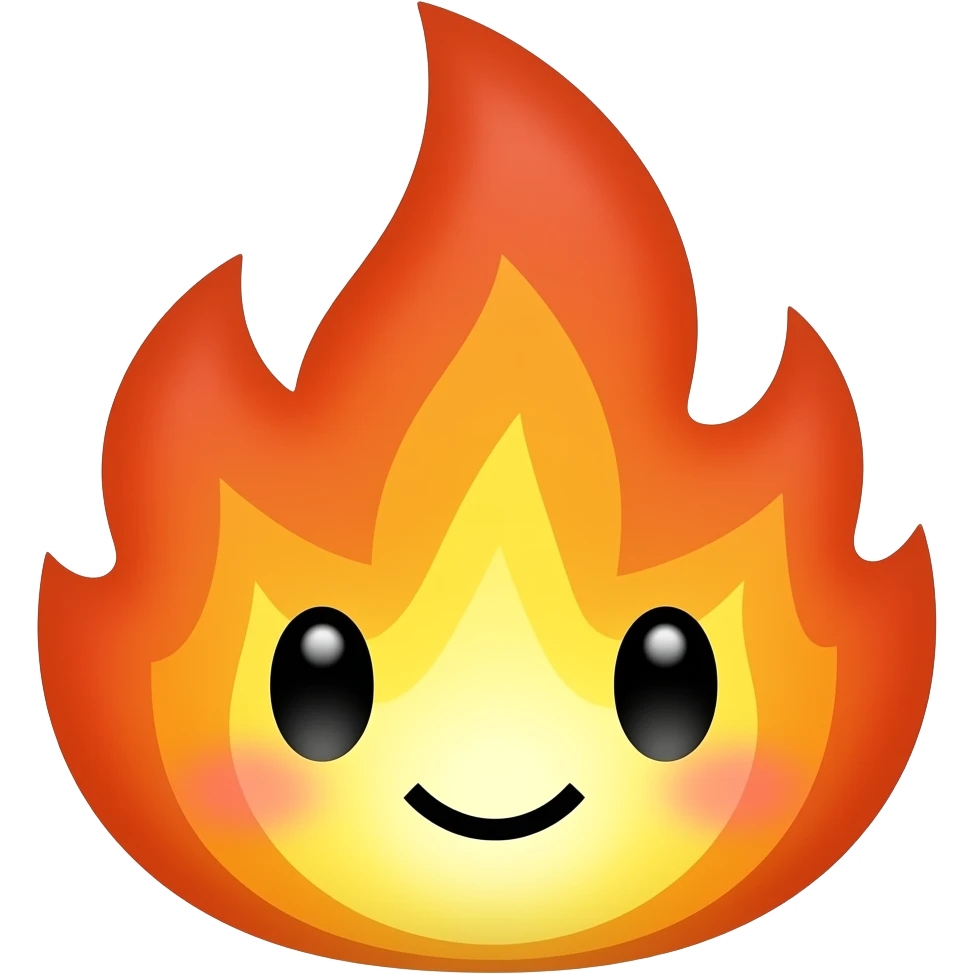 Black Kuwaii fire emoji emoji