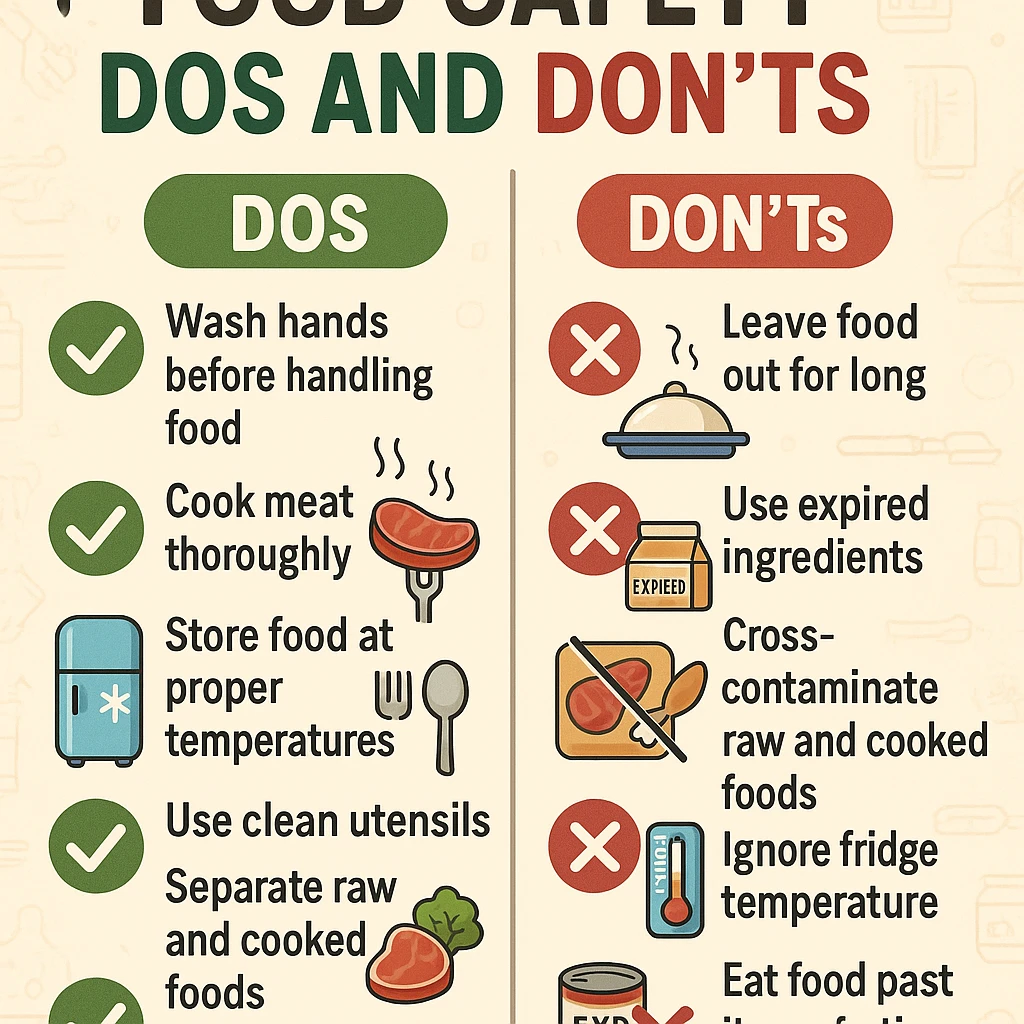 make a detail poster with title of "food safety dos and dont" emoji