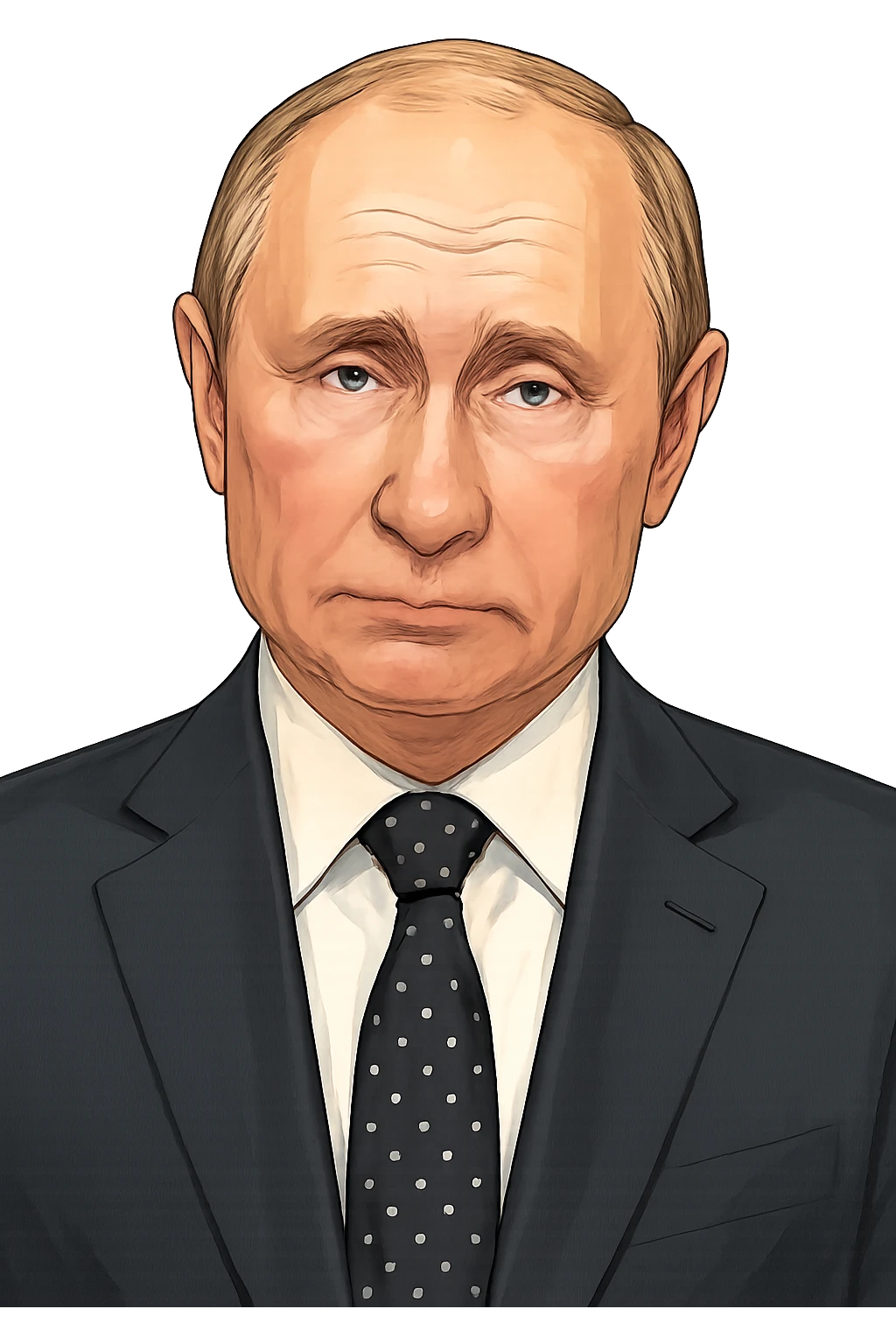 Владимир Путин в слегка рисованном, но при это объемный стиль, прозрачный фон emoji