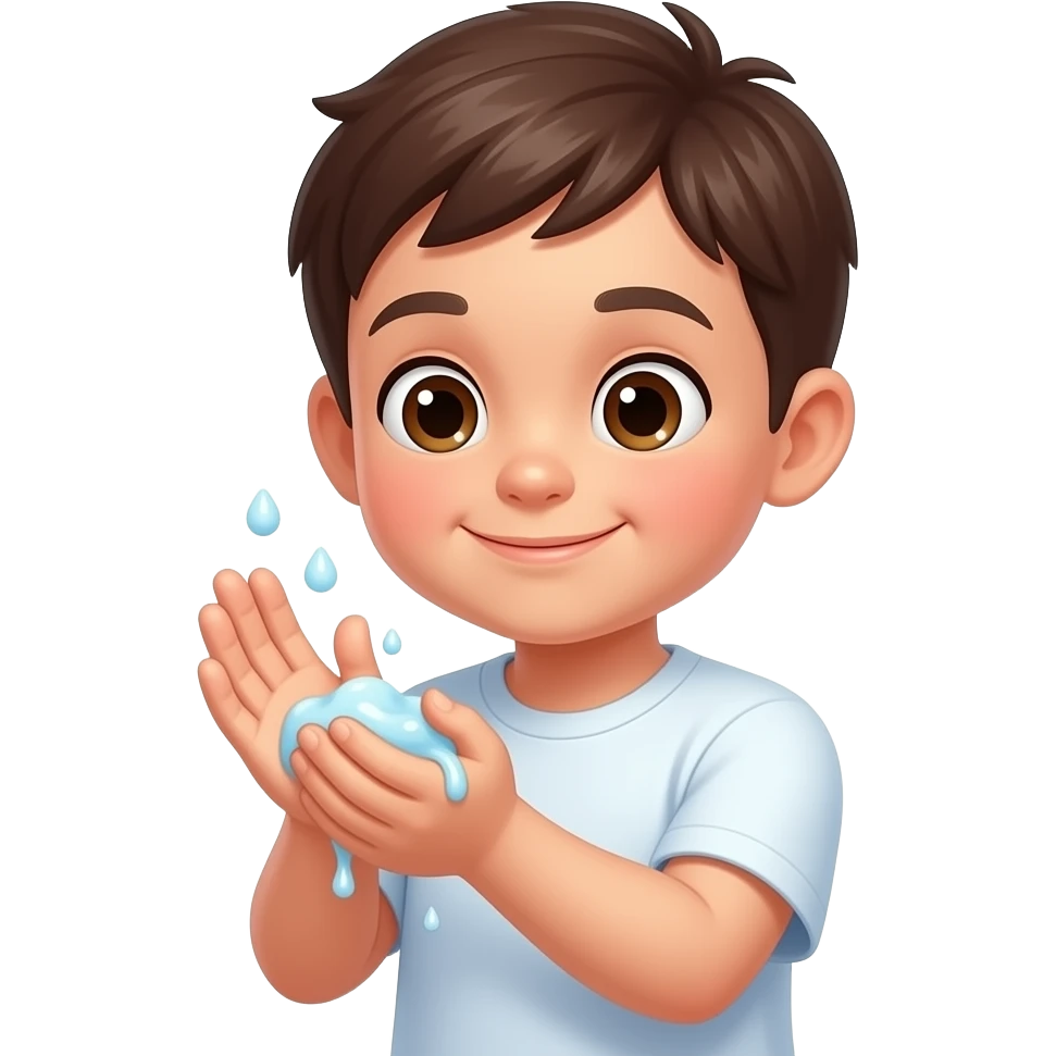 Niño lavandose las manos con jabón y agua emoji