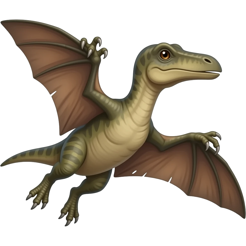 Flying dinosaur, claws attached to wings, hard long beak with no teeth, no hands or upper limbs emoji