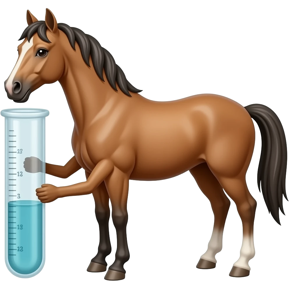 Test tube with legs on a horse emoji