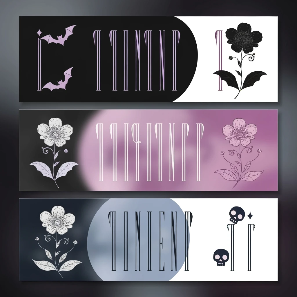 goth banner, cute, expressive, minimal, variation 3 emoji