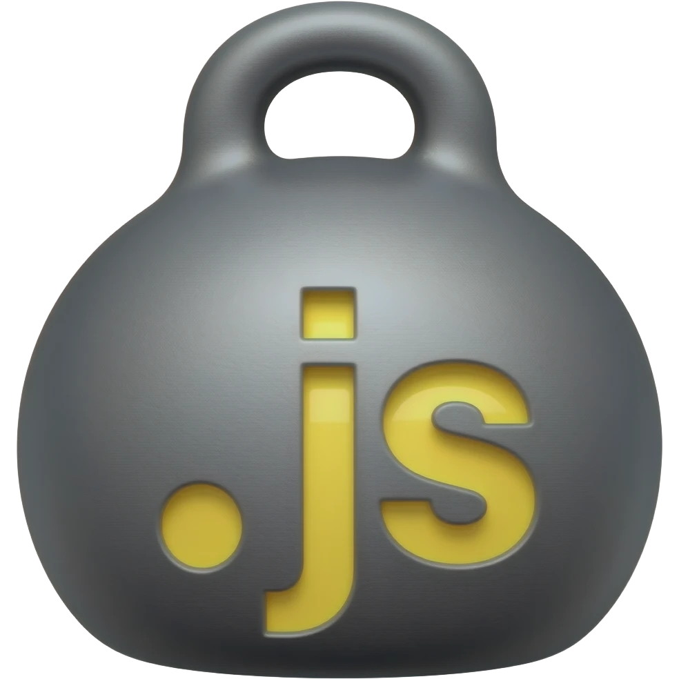A 1-ton iron weight featuring the yellow ".js" text emoji