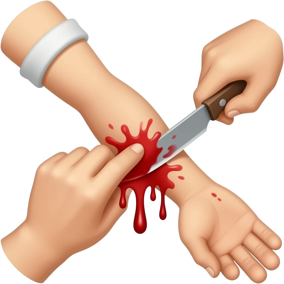 Forearm being cut with a blade and bleeding emoji