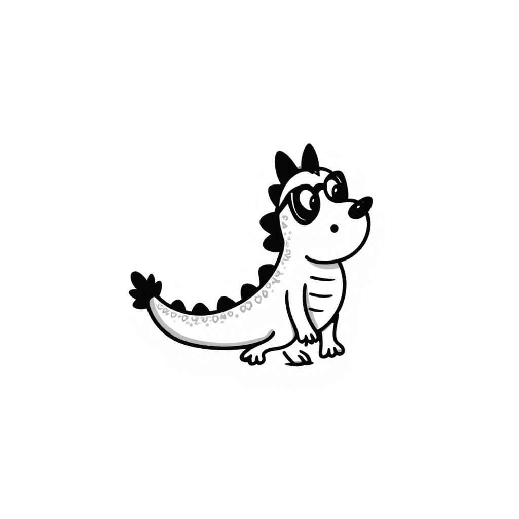 dragon with glasses, hand drawn doodle style emoji