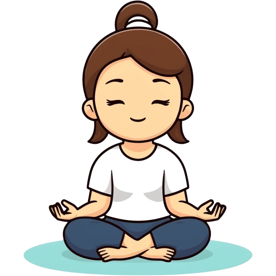 girl with brown hair mediting emoji