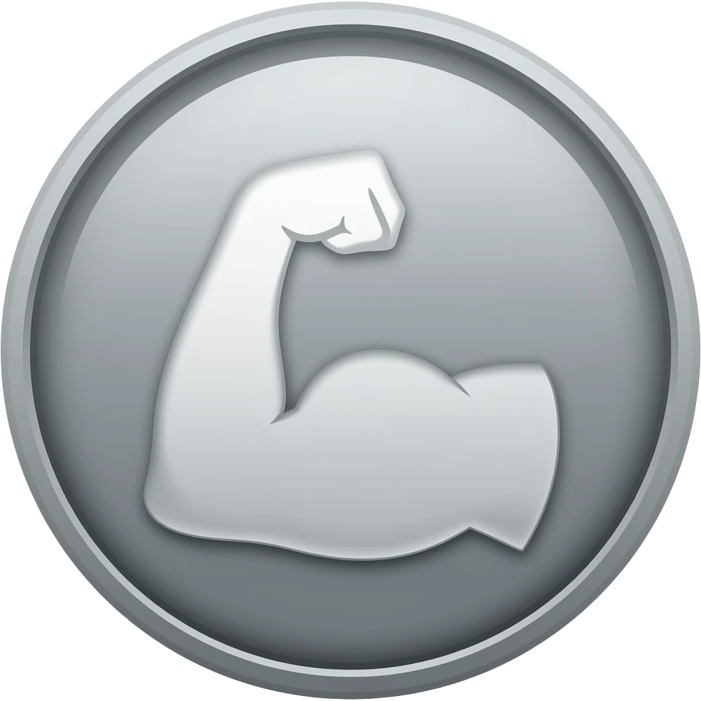 muscular arm gray - circular icon copy/paste emoji