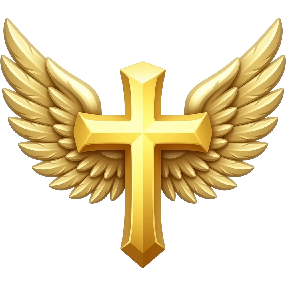 saint emblem with diamond wings emoji