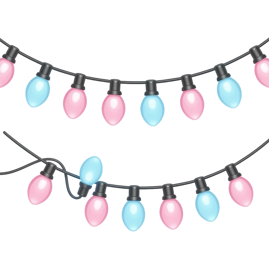 pink and blue a string of fairy lights glowing softly, warm light aesthetic, inspired by Barbie colour palette emoji