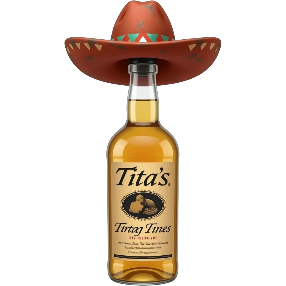 Bottle of Tito’s liquor with a sombrero on emoji
