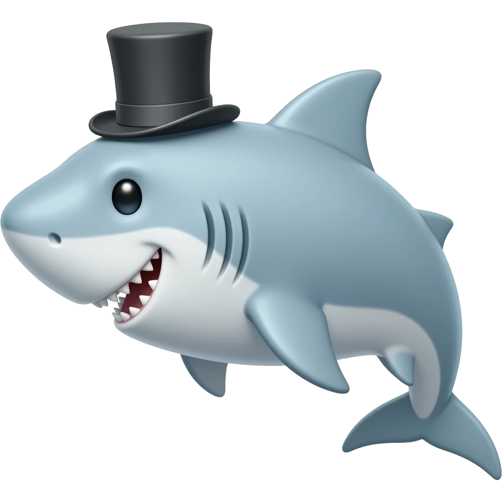 Shark with a top hat emoji