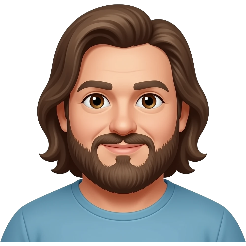 4 inch beard long hair man brown hair brown eyes a chubby can you make the beard a little longer emoji