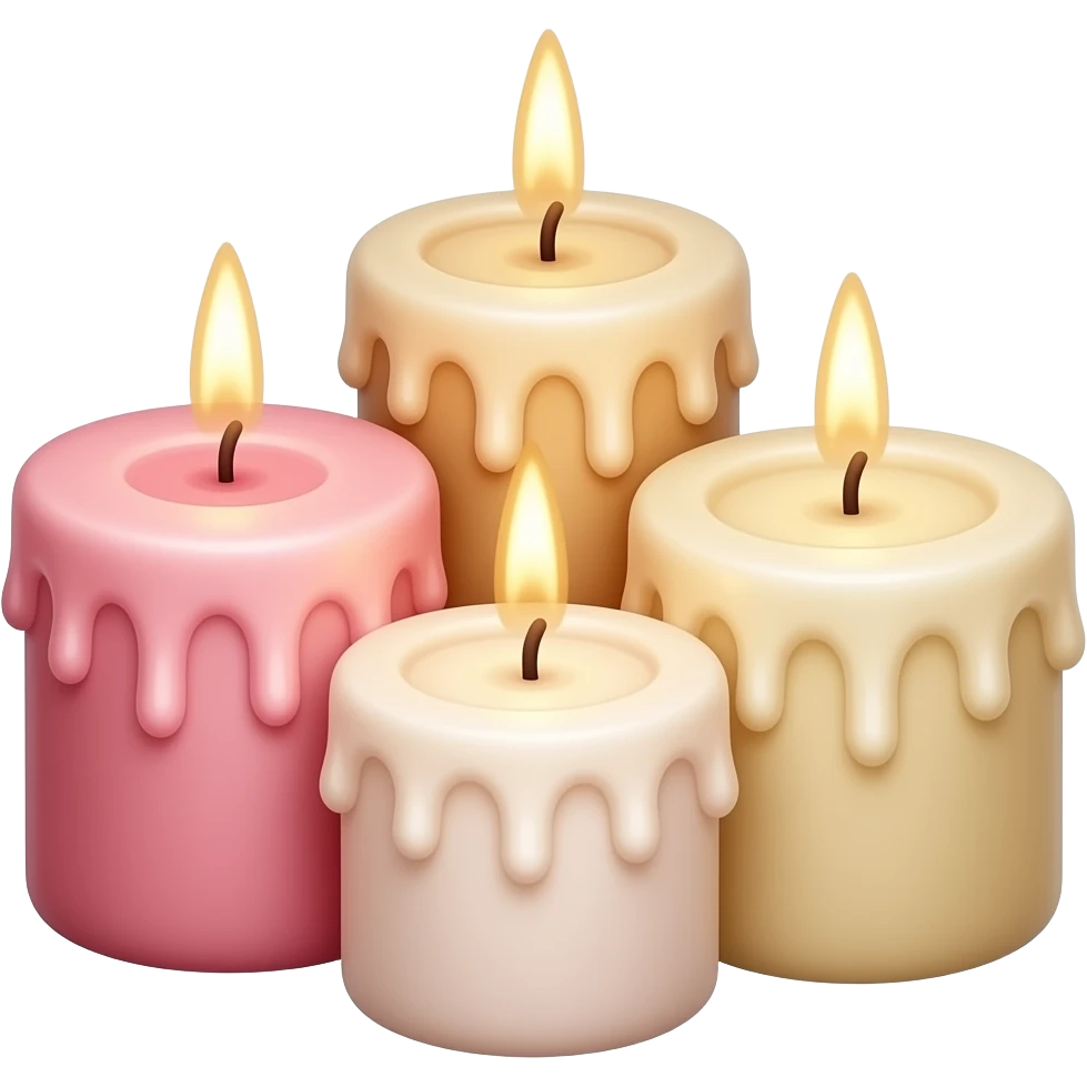 Pastel Reddish-pinkish and gold and white romantic lush sensual warm-colored vintage candles emoji