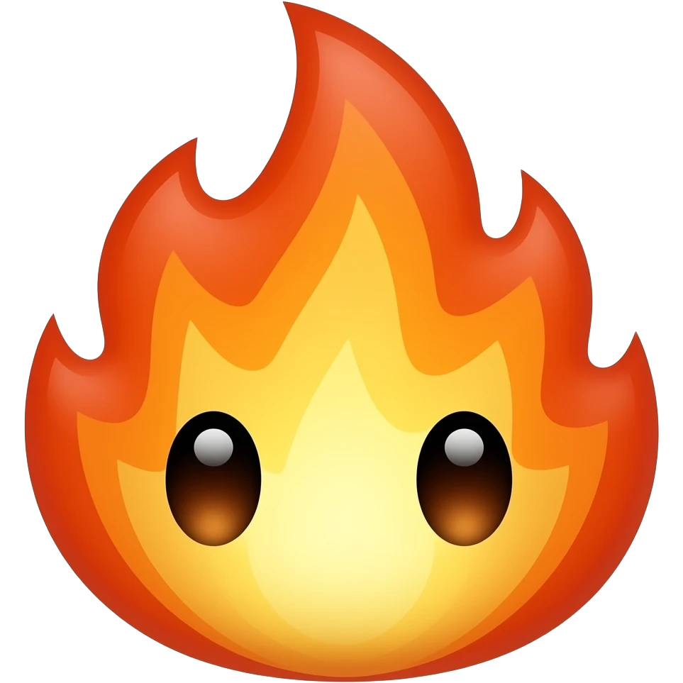 Kuwaii fire with eyes emoji