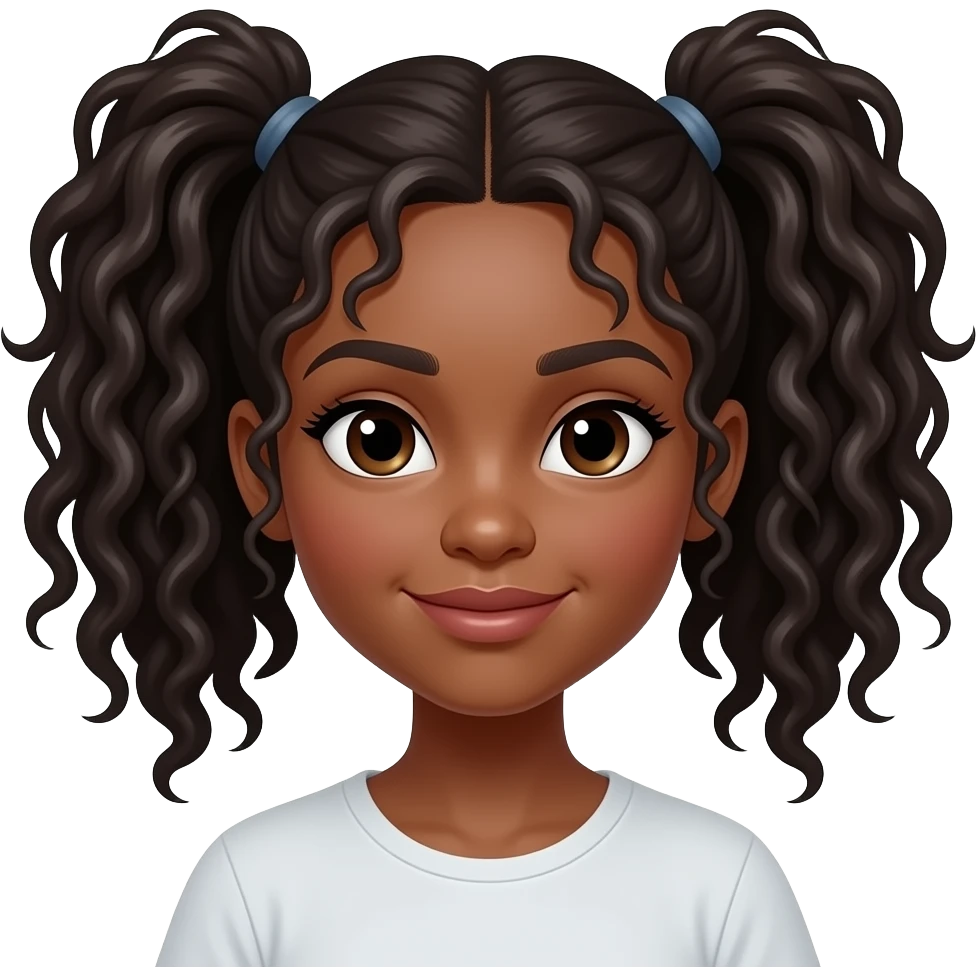 black girl with puff pigtails emoji