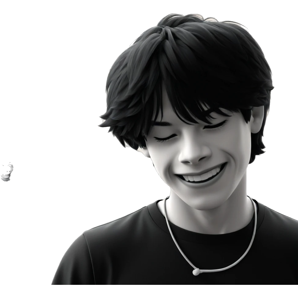 smiling boy in monochrome shirt emoji