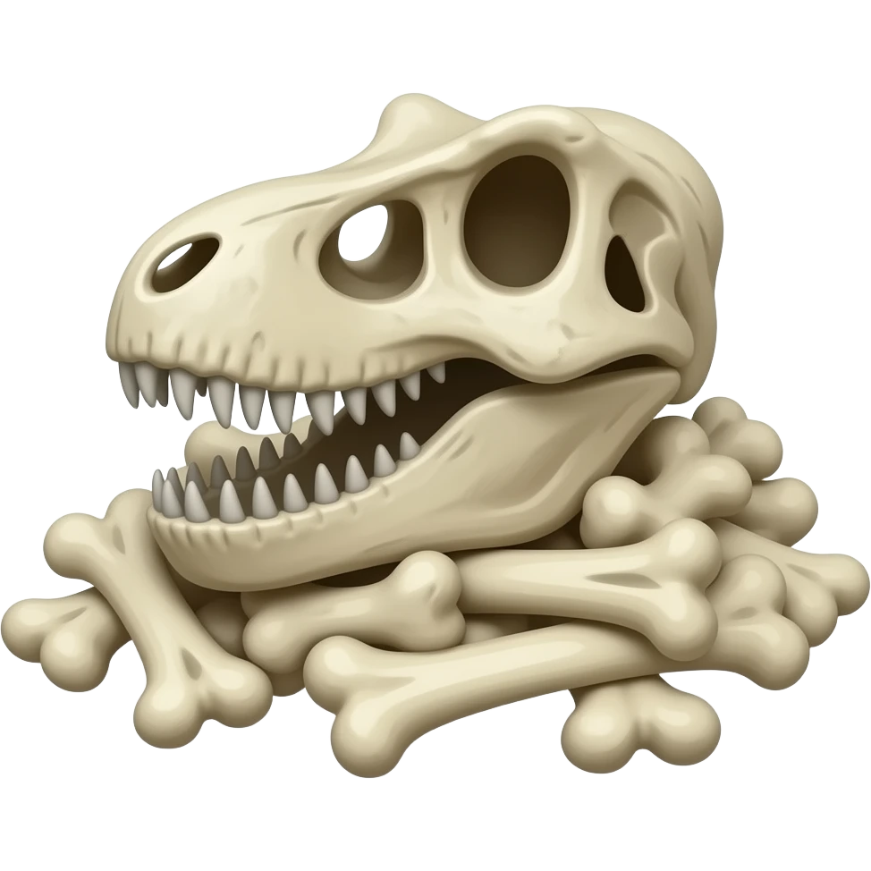 pile of bones with a dinosaur skull emoji