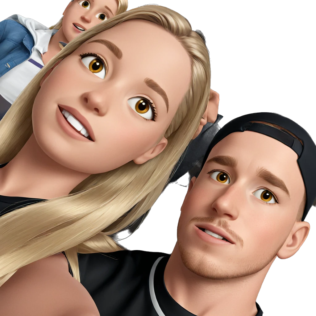 blonde girl with boys portrait emoji