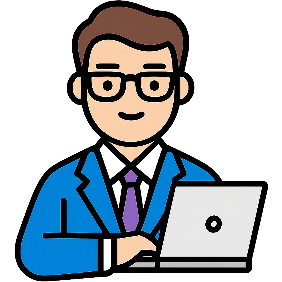 Add a laptop to the meeting office worker, keep the original style and transparent background. emoji