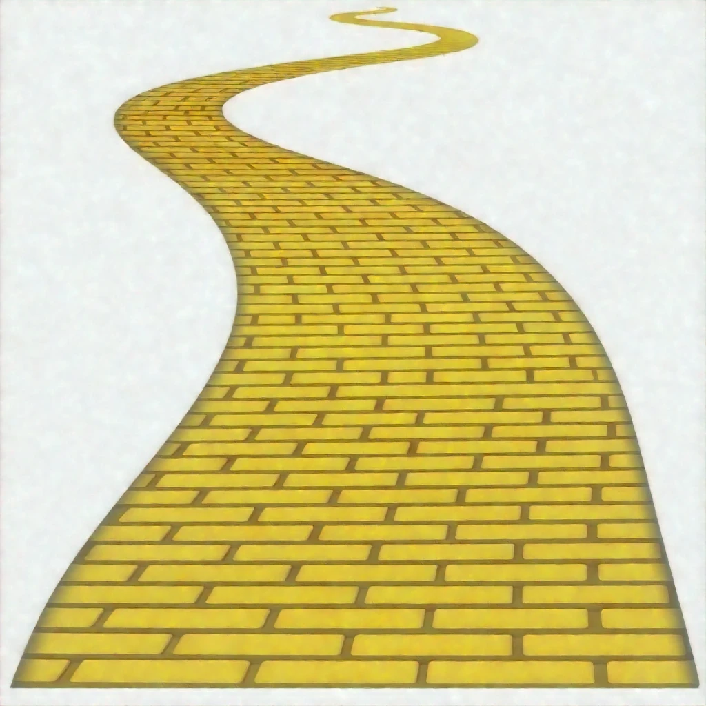 simple yellow brick road, no grass sky or sun, just the road, that goes out to the distance, curving left and right. no sky. just the yellow brick road. Keep it light on details emoji