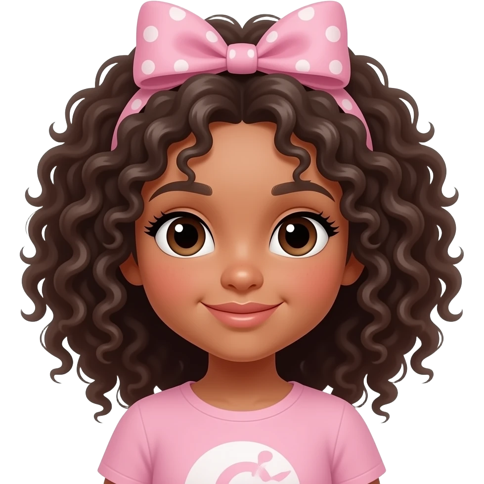 Bonwca de cabeça cacheado com laço emoji