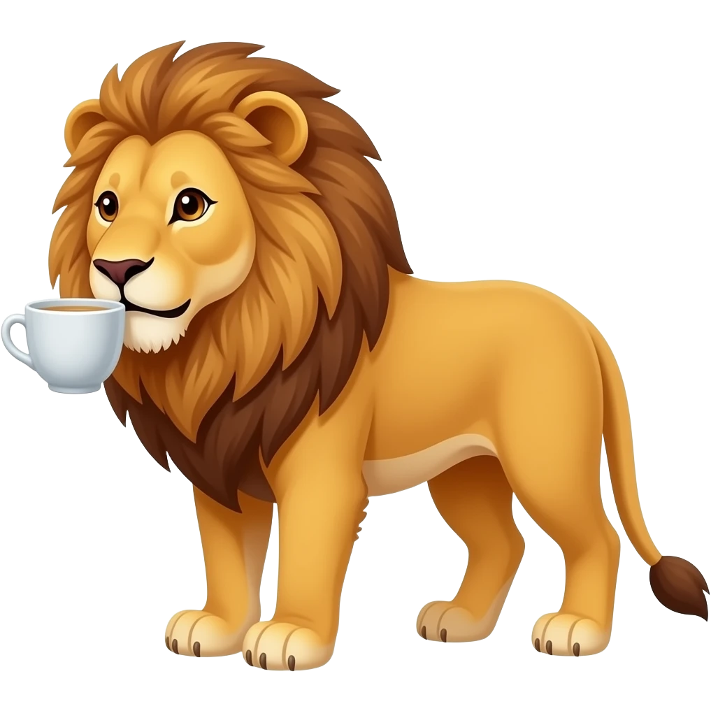 A lion drinking tea emoji