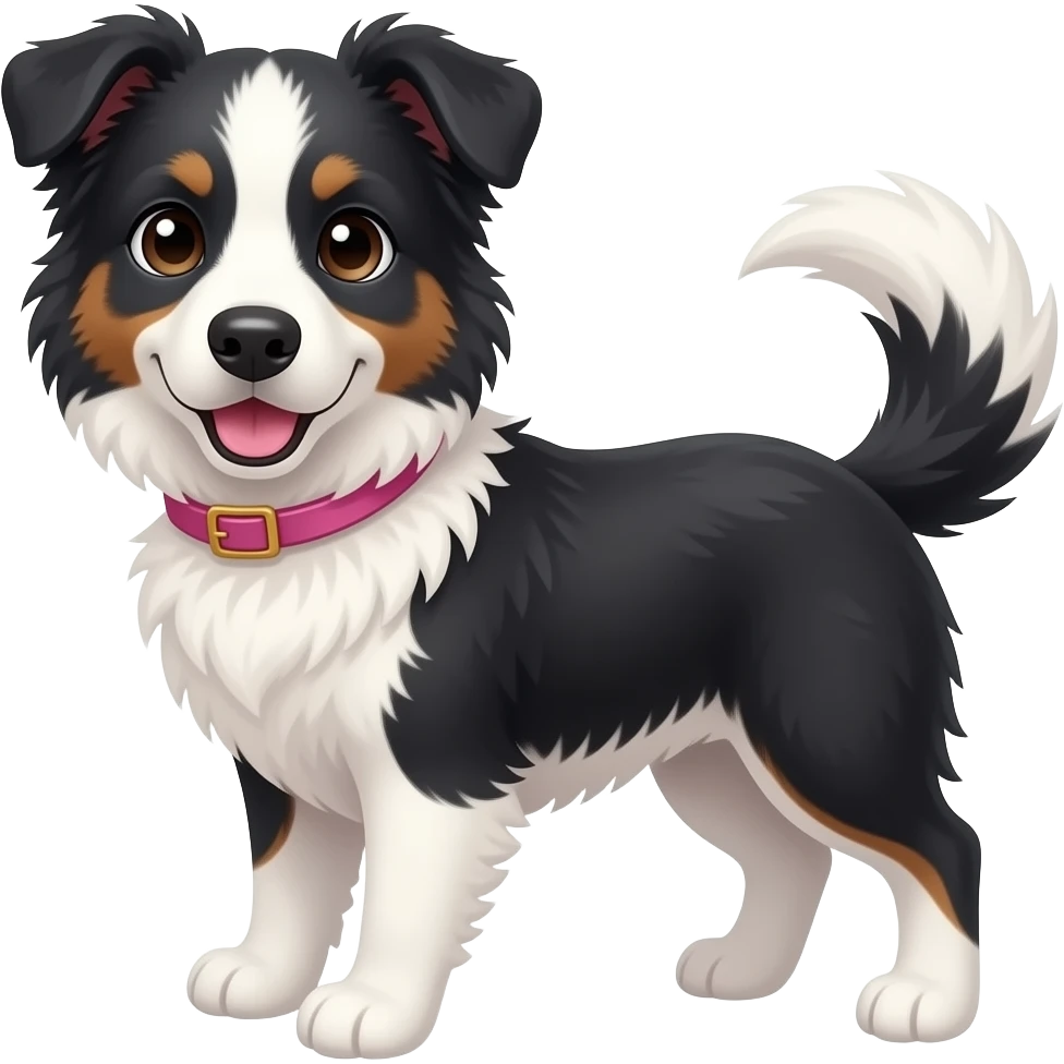 Puppy girl bordercollie with pink collar emoji