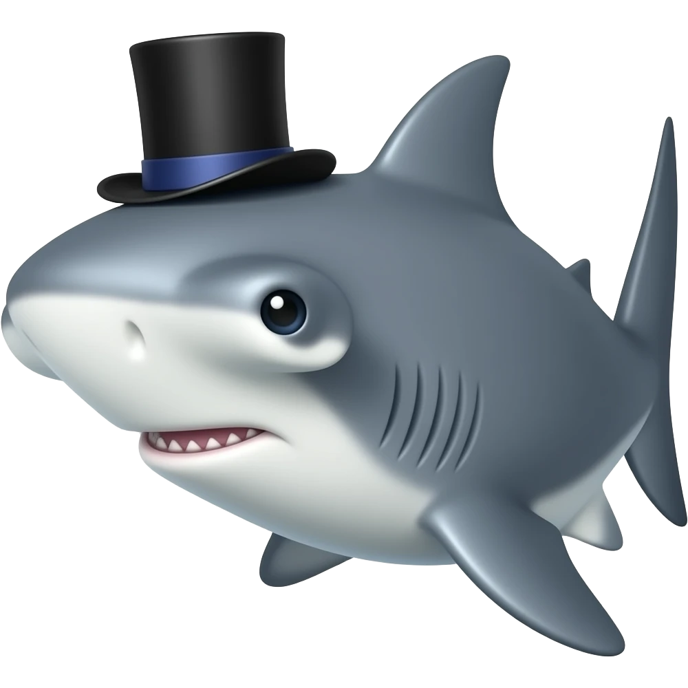 Hammerhead shark with a top hat  emoji