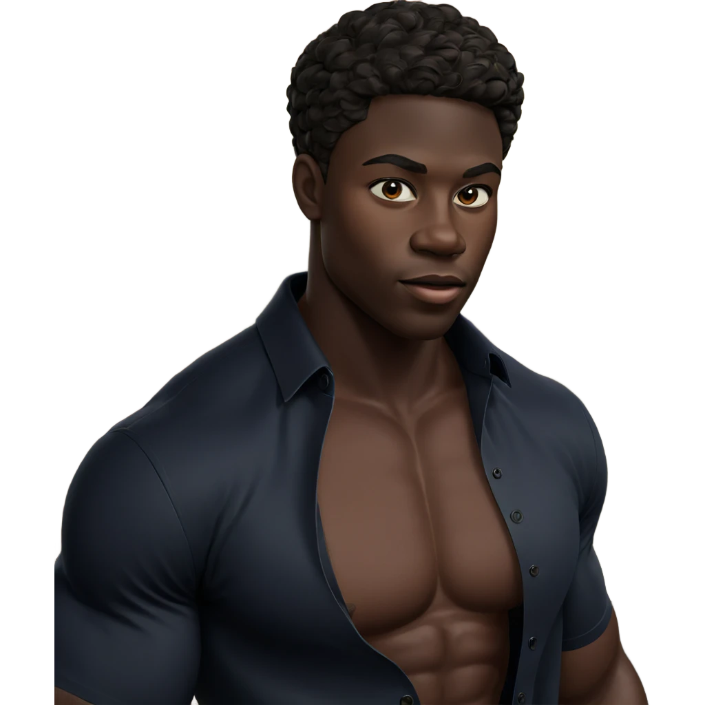 muscular male with dark skin emoji