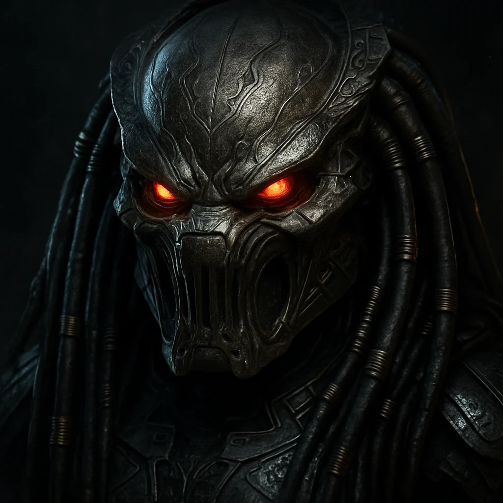 Yautja (Predator) mask with an angry, aggressive expression, detailed sci-fi design emoji