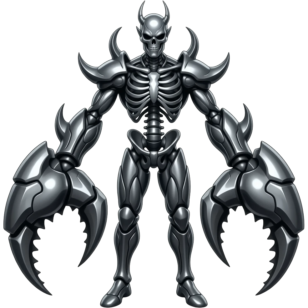 Futuristic skeletal shiny glossy edgy dark shady shadowy evil Scizor-Bishar emoji