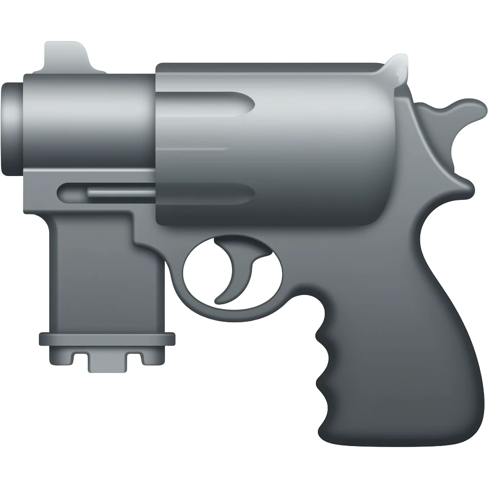 flat icon of a tommy gun silhouette with round drum, simple geometric shapes, single color + small accent, no details, no gradients, no background, centered, fills canvas, emoji style emoji