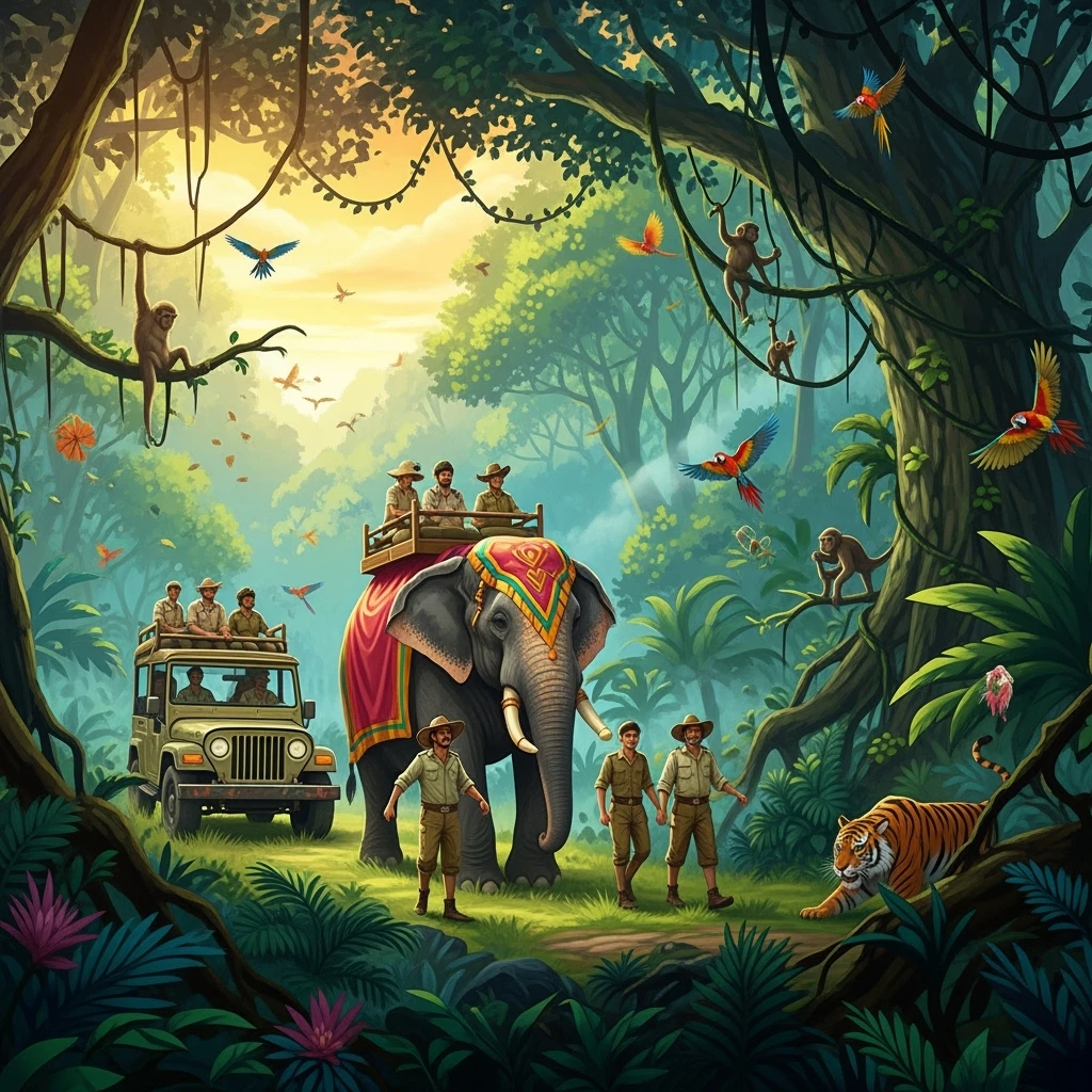 digital illustration of jungle safari emoji