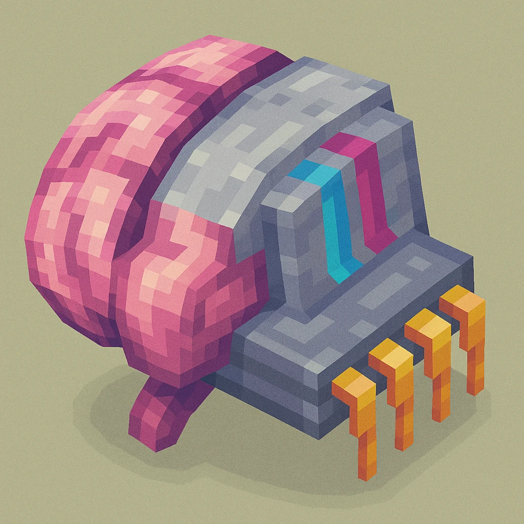 a brain merged with a microchip emoji