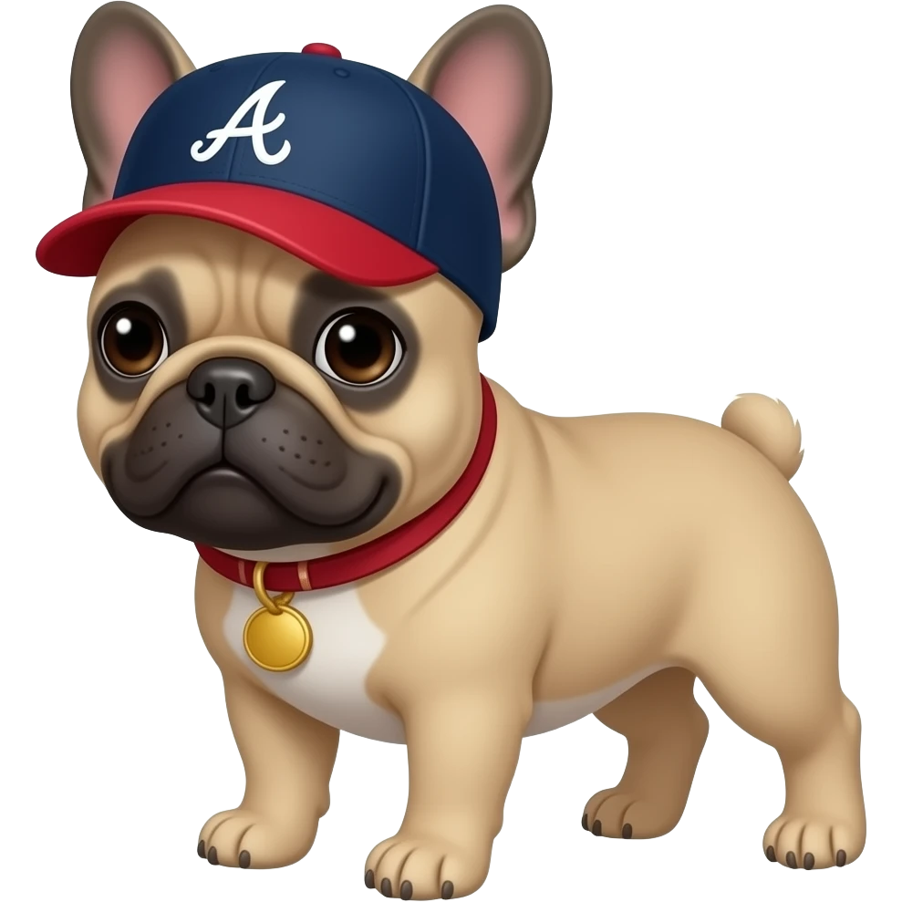 Frenchie  with Atlanta braves hat emoji