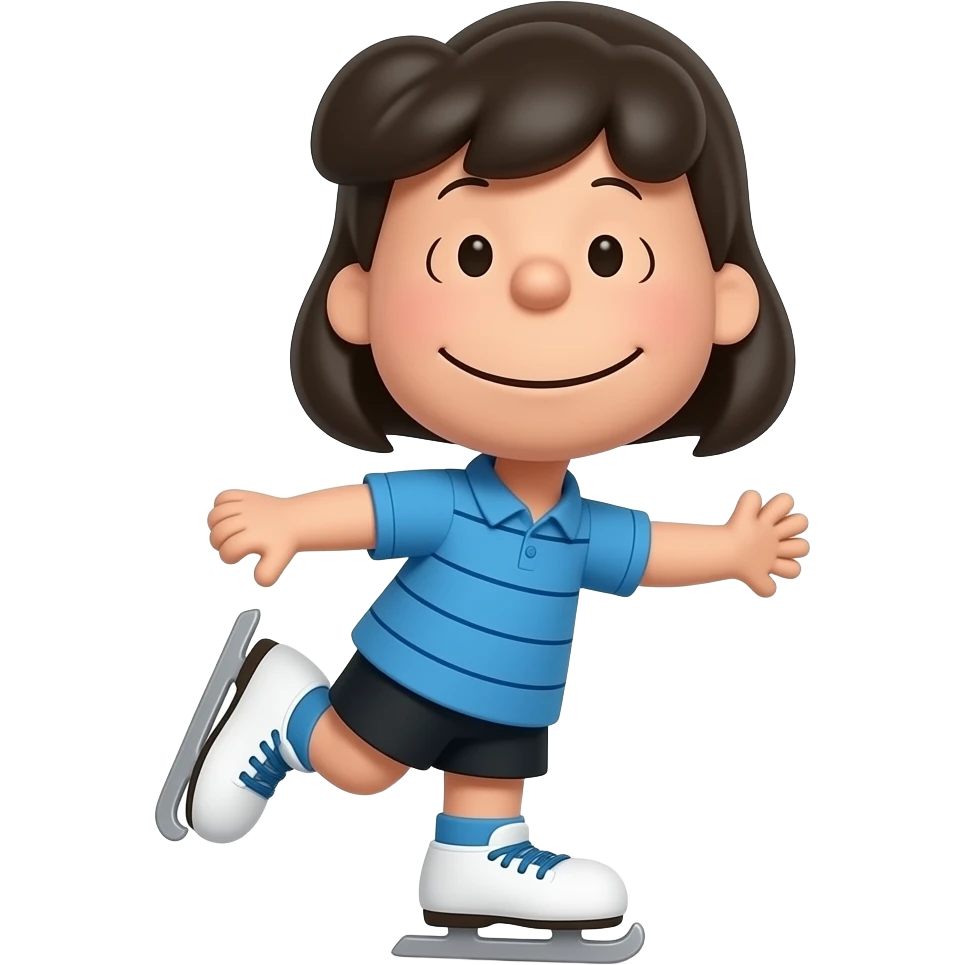 peanuts cartoon lucy skating with blue shirt emoji