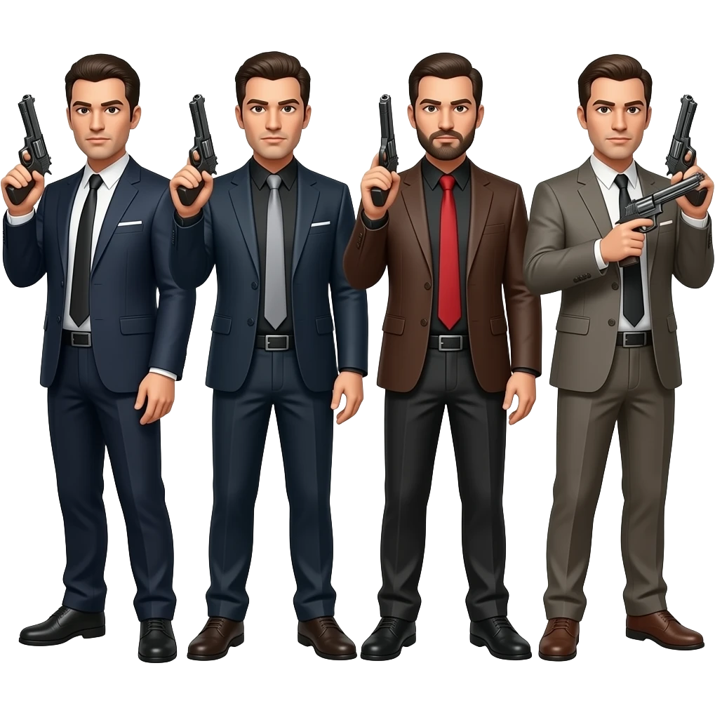 4 men in mask and guns emoji