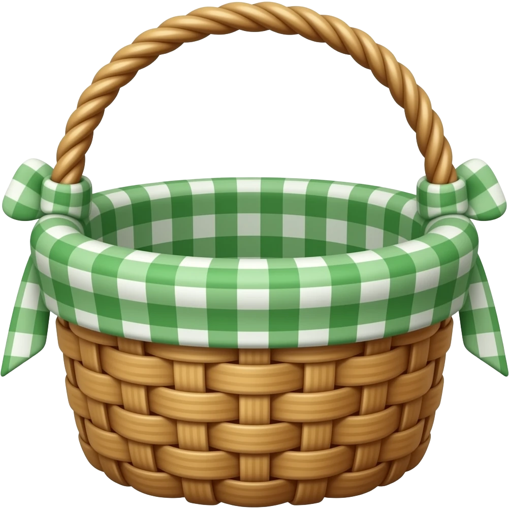 basket with forest green gingham cloth emoji