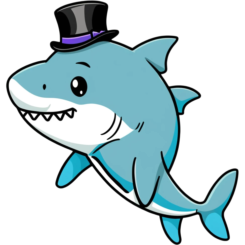 Shark with a top hat emoji