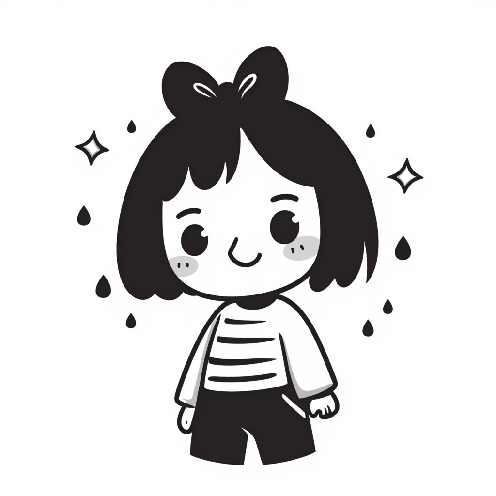 Nagy szempillás, mosolygós, csajos emoji, kézzel rajzolt, színes, vidám, nőies kiegészítőkkel mint masni, csillag, könnycsepp, barátságos, romantikus, köralakú emoji